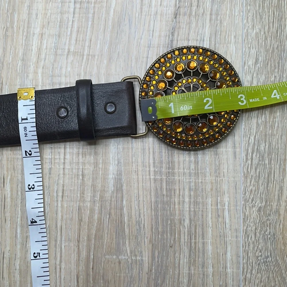 Rhinestone belt, real leather. Big buckle. - Picture 8 of 8